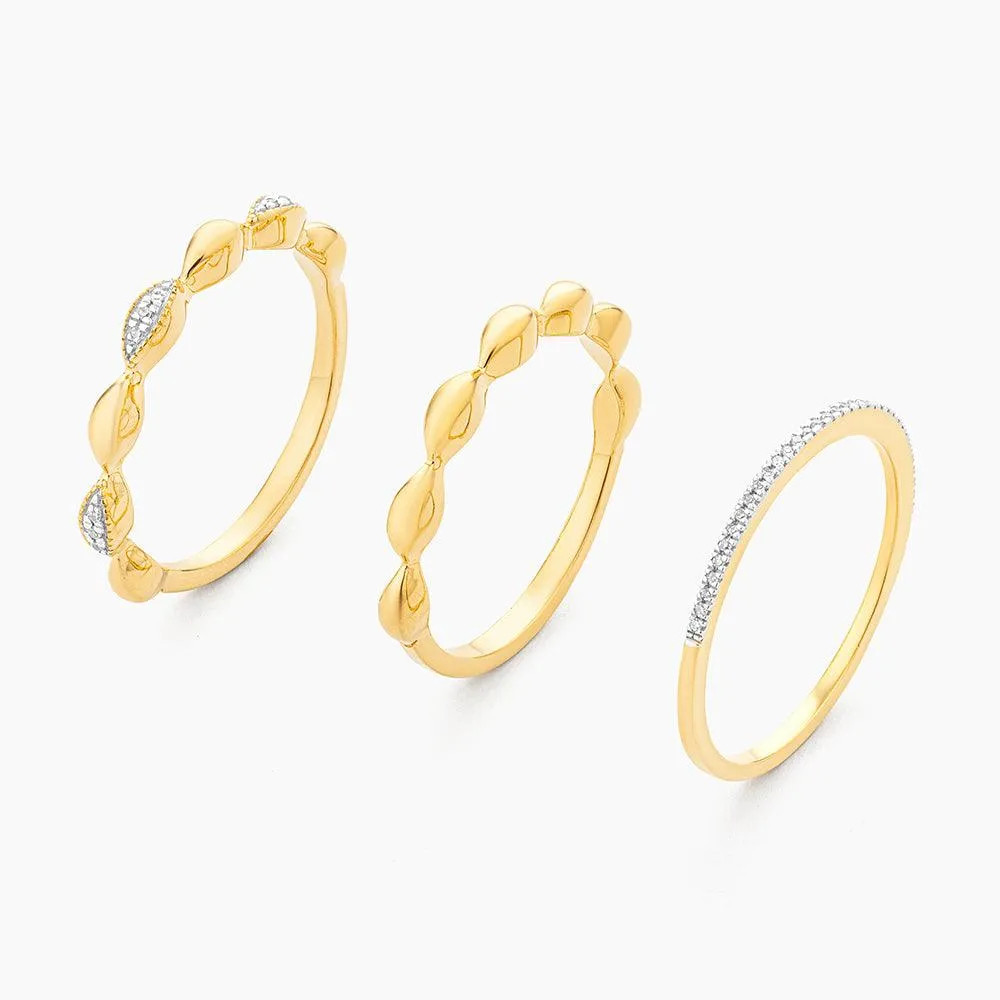 Ella Stein Oval Triple Stackable Ring Set in Gold - Size 9