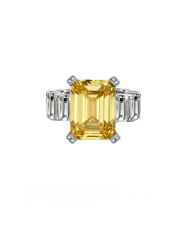 Emerald Cut Baguette Diamond Simulation Cubic Zirconia Cocktail Ring Tarnish Free Women's Fine Jewelry KESLEY