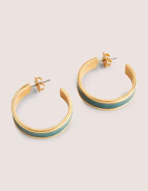Enamel Hoop Earrings-Hunter Green