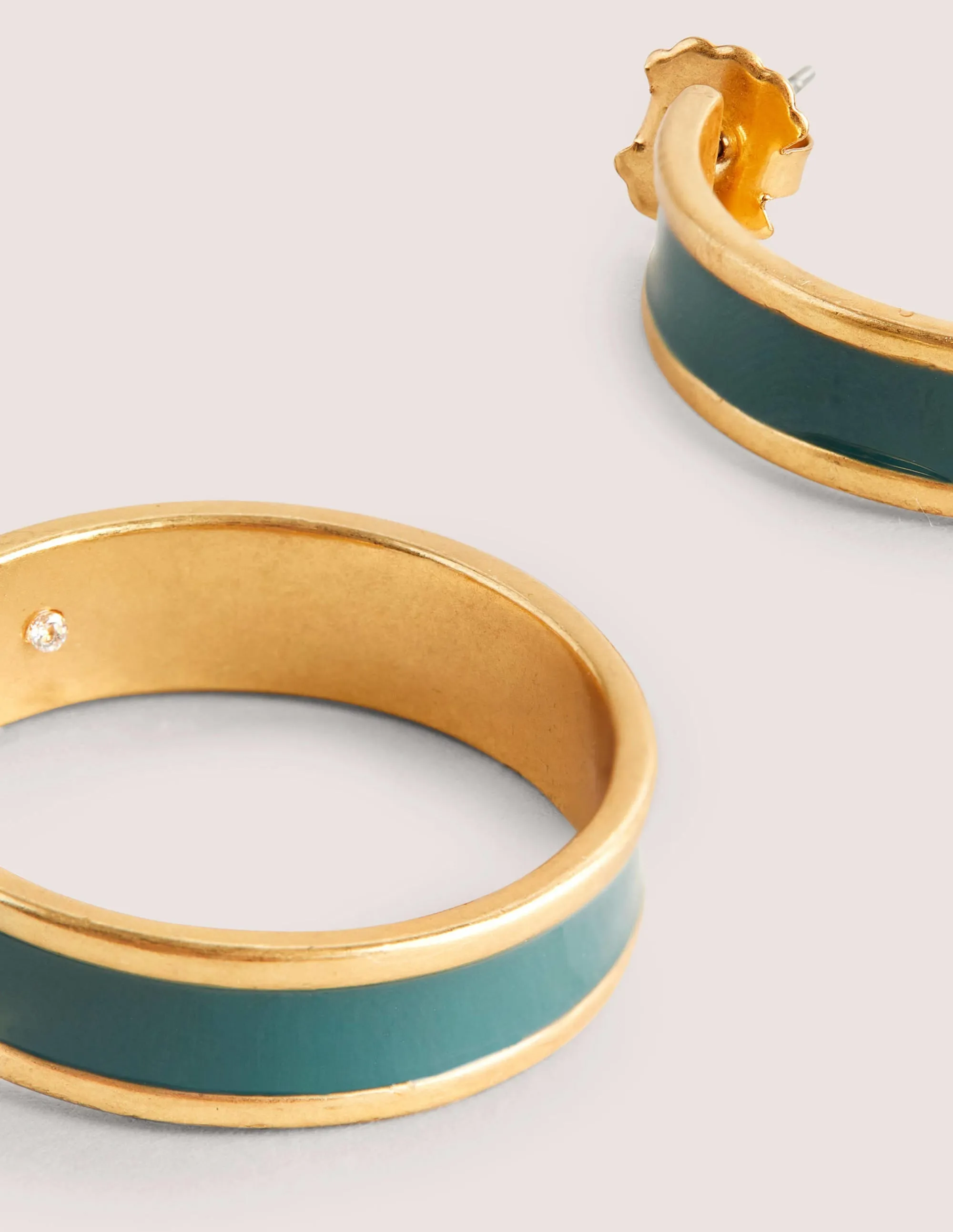 Enamel Hoop Earrings-Hunter Green