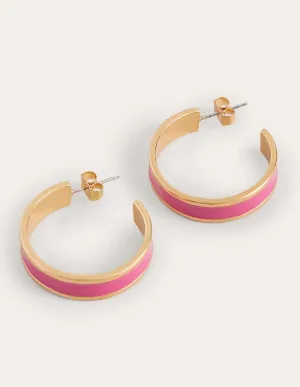 Enamel Hoop Earrings-Party Pink
