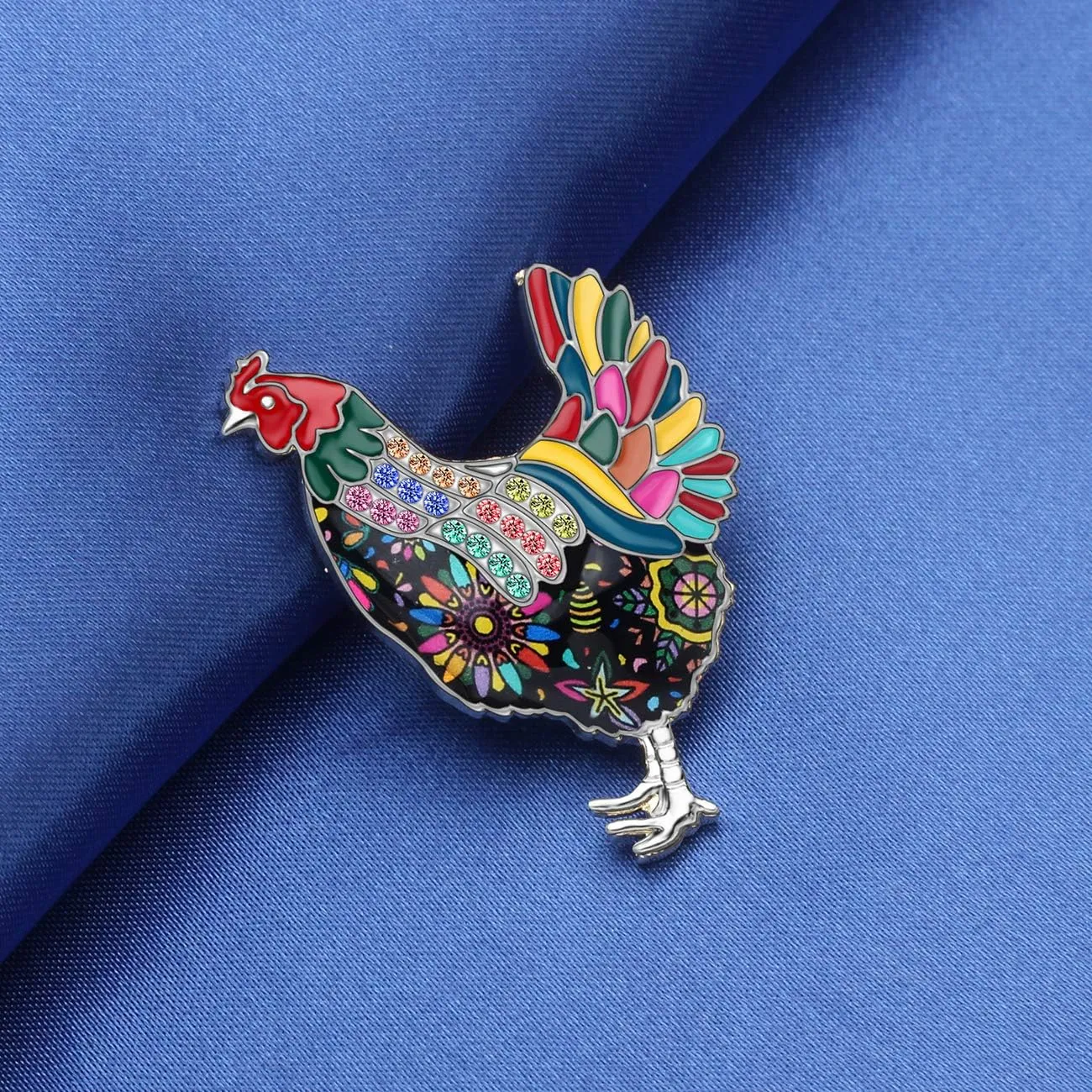 Enamel Zinc Alloy Adorable Chicken Brooches Pins Farm Animals Hen Rhinestone Jewelry for Women Teens Girls Party Gifts