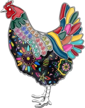 Enamel Zinc Alloy Adorable Chicken Brooches Pins Farm Animals Hen Rhinestone Jewelry for Women Teens Girls Party Gifts