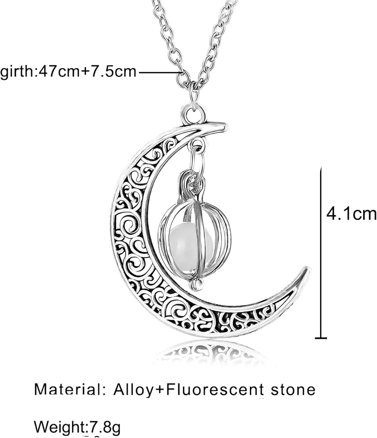 Enchanted moonstone Glow necklace Moon Pendant Chain Jewelry Healing Natural Quartz Crystal Gemstone
