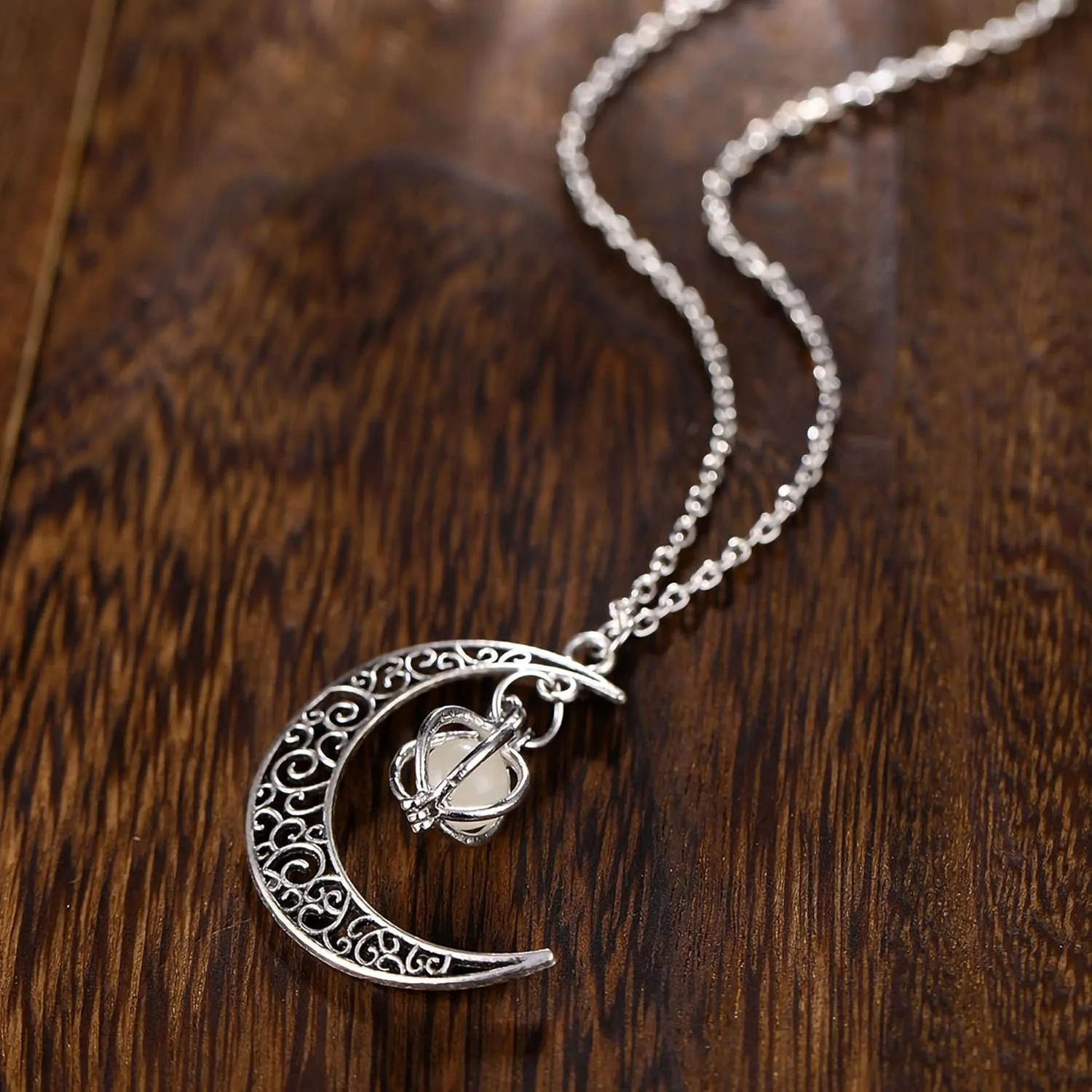 Enchanted moonstone Glow necklace Moon Pendant Chain Jewelry Healing Natural Quartz Crystal Gemstone