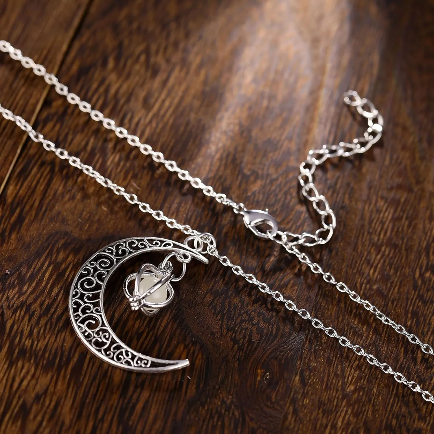 Enchanted moonstone Glow necklace Moon Pendant Chain Jewelry Healing Natural Quartz Crystal Gemstone