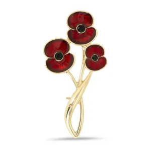Entwined Three Poppy Brooch