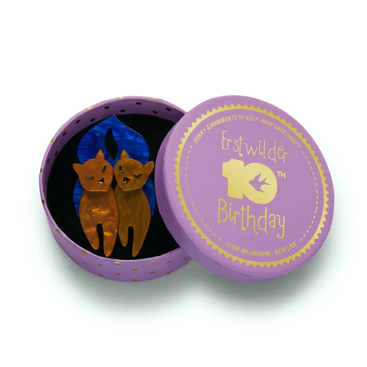 Erstwilder 10th Birthday Collection The Lovecats Brooch