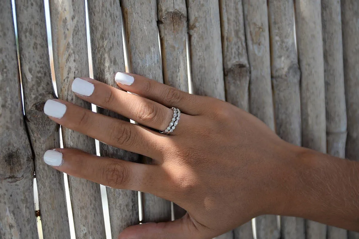 espere Milgrain Marquise & Round Cubic Zirconia Half Eternity Ring Stacking Infinity Wedding Band Sterling Silver 925 Size 3.5-10.5 3 Colors Available Half