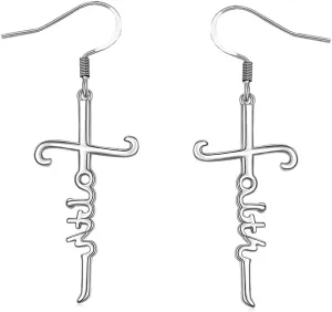 Eternity Faith Cross Drop Dangle Earrings for Women Elegant 925 Sterling Silver Infinity Love of God Minimalist Dainty Hypoallergenic Hanging Charm Dangling for Daughter Bff Birthday Christmas