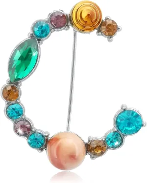 ETHOON Letter Brooch Pins Initial Colorful Rhinestone Resin Brooch for Women Crafts Breastpin Silvery A-Z