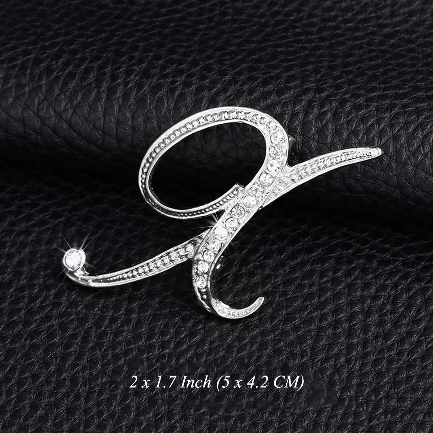 ETHOON Letter Brooch Pins Initial Personalized Crystal Rhinestone Brooch Crafts Silvery A-Z