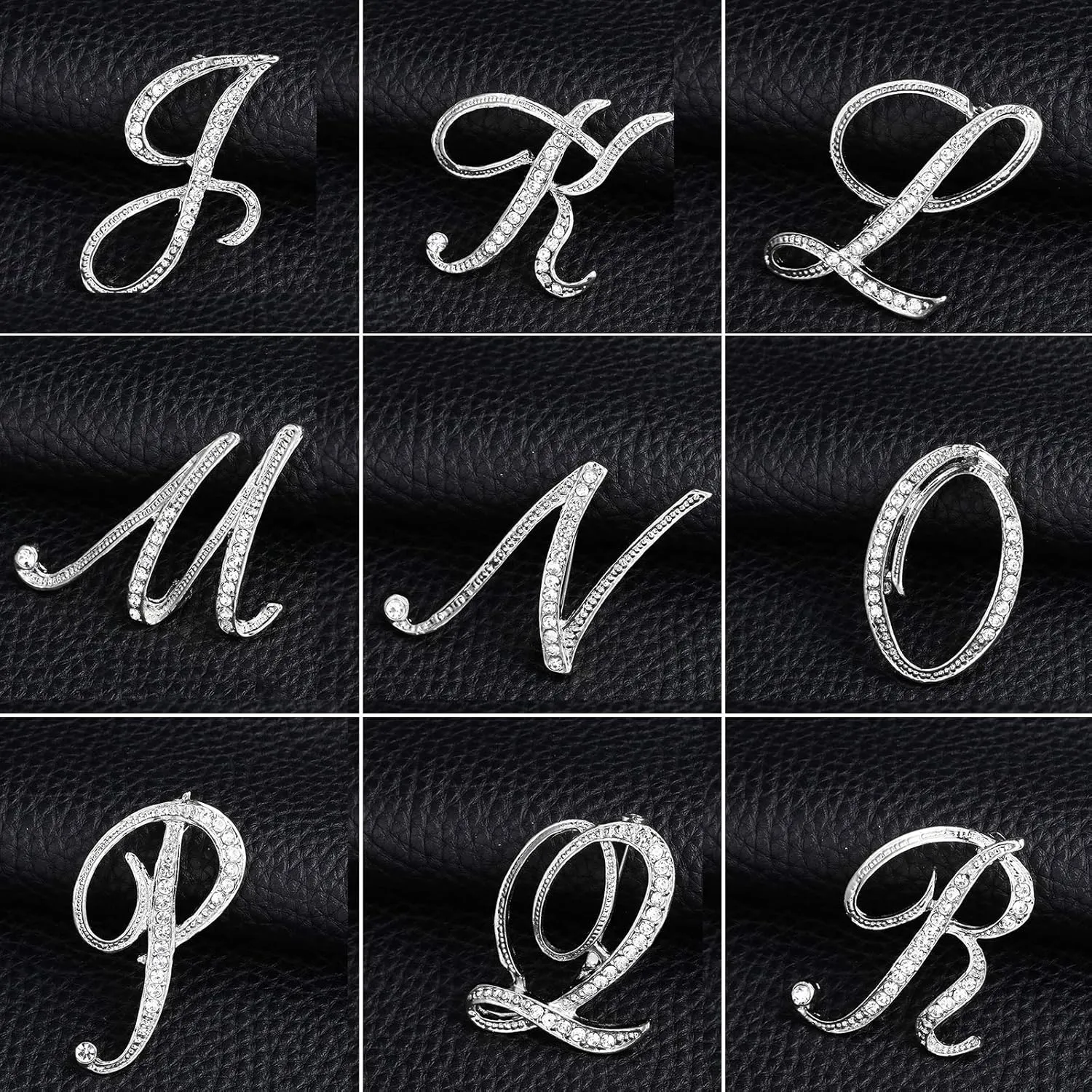 ETHOON Letter Brooch Pins Initial Personalized Crystal Rhinestone Brooch Crafts Silvery A-Z