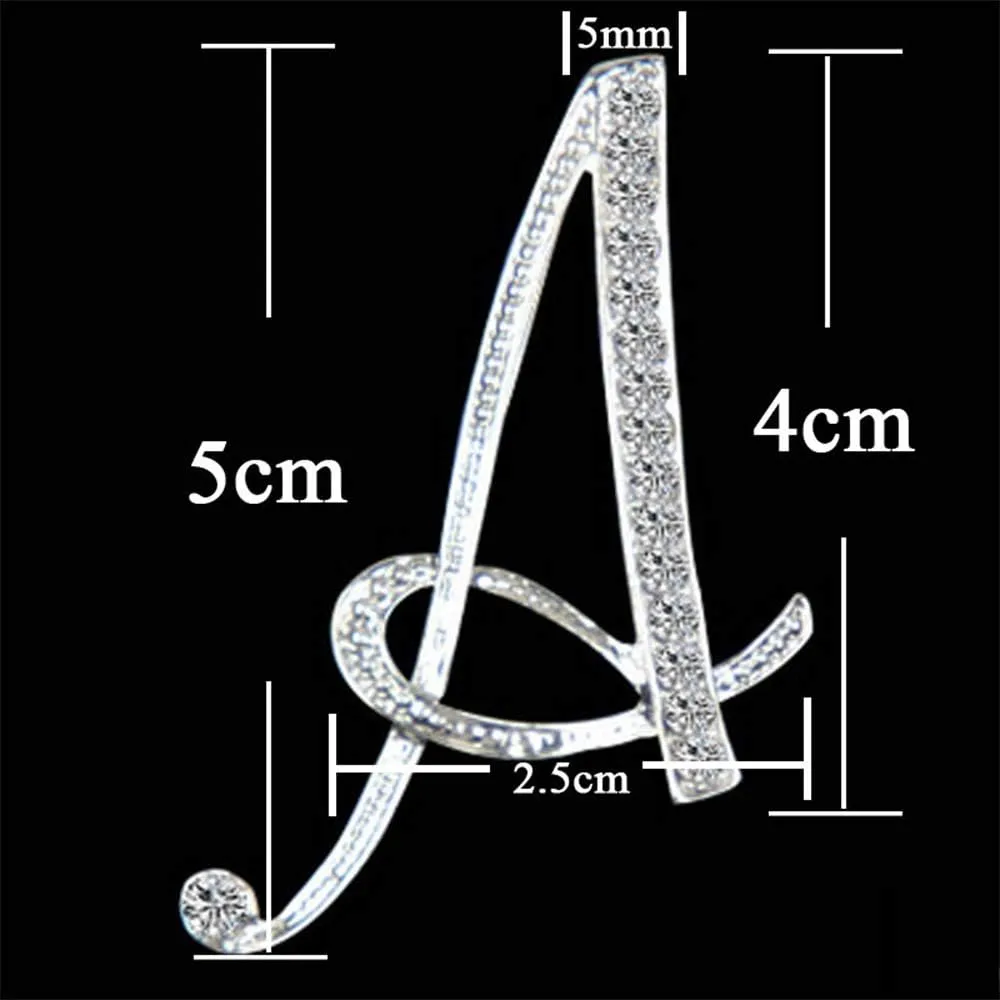 ETHOON Letter Brooch Pins Initial Rhinestone Brooch for Women Crafts Silvery A-Z
