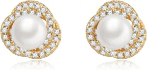 EVER FAITH 925 Sterling Silver Cubic Zirconia Freshwater Cultured Pearls Elegant Wedding Bridal Stud Earrings Birthday/Mothers Day Jewelry Gift for Women Mom