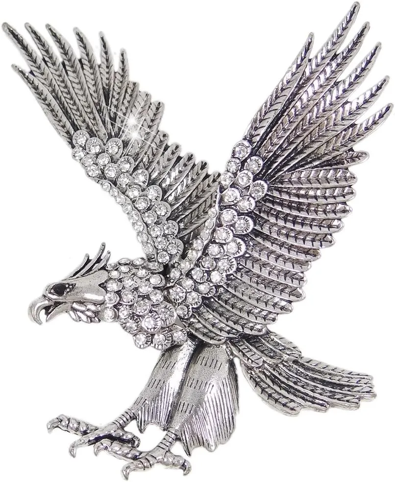EVER FAITH Austrian Crystal Vintage Style 4 Inch Big Flying Eagle Brooch