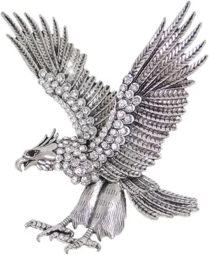 EVER FAITH Austrian Crystal Vintage Style 4 Inch Big Flying Eagle Brooch