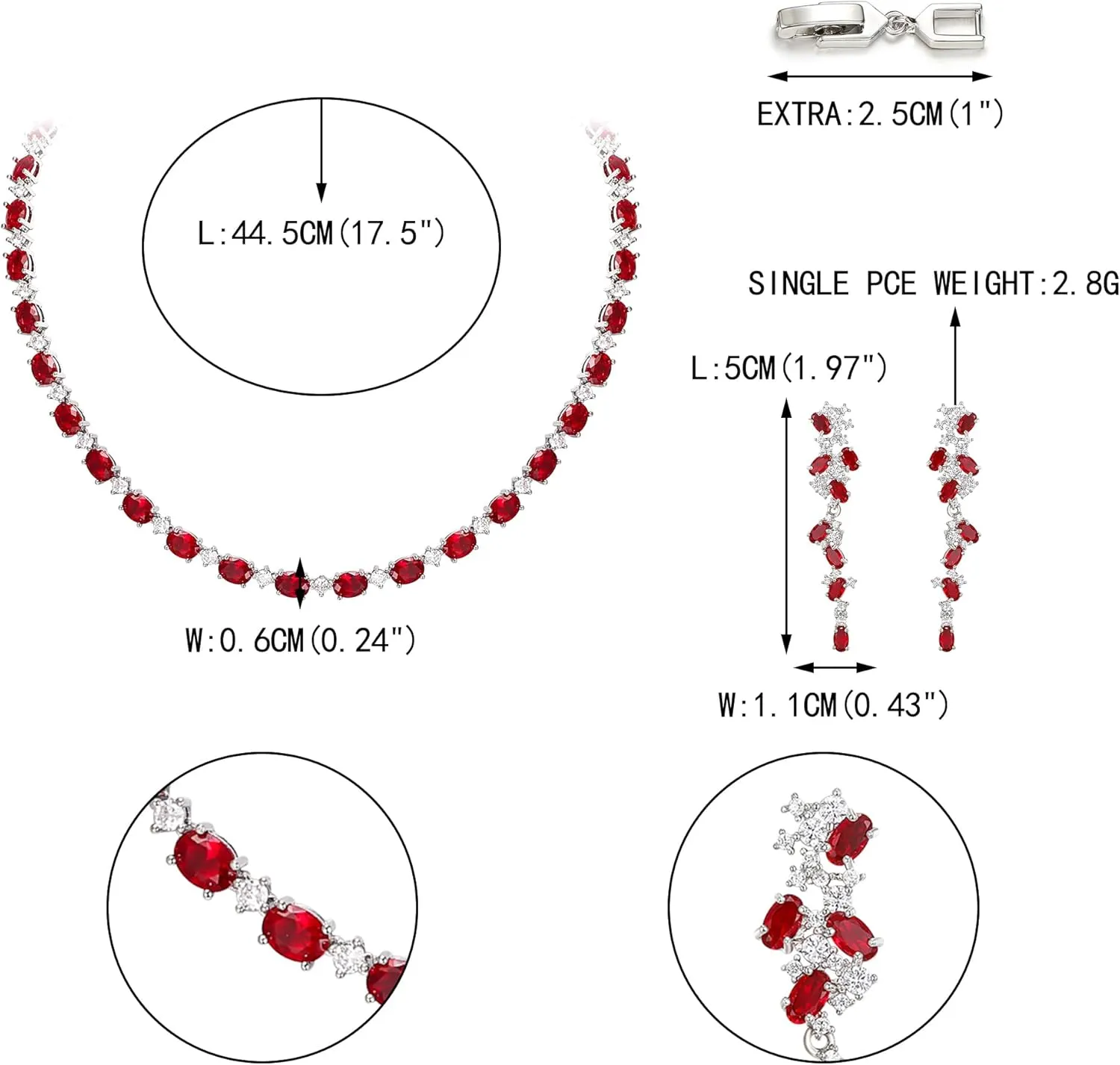 EVER FAITH Bridal Jewelry Set Oval Shaped Birthstone Cubic Zirconia Elegant Wedding Party Necklace Dangle Earrings Sets Birthday/Mother's Day/Christmas Jewellry Gift for Women