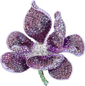EVER FAITH Women's Austrian Crystal Orchid Flower Petal Brooch