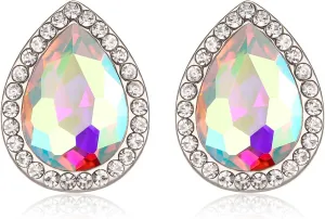 EVER FAITH Women's Austrian Crystal Wedding Teardrop Stud Earrings