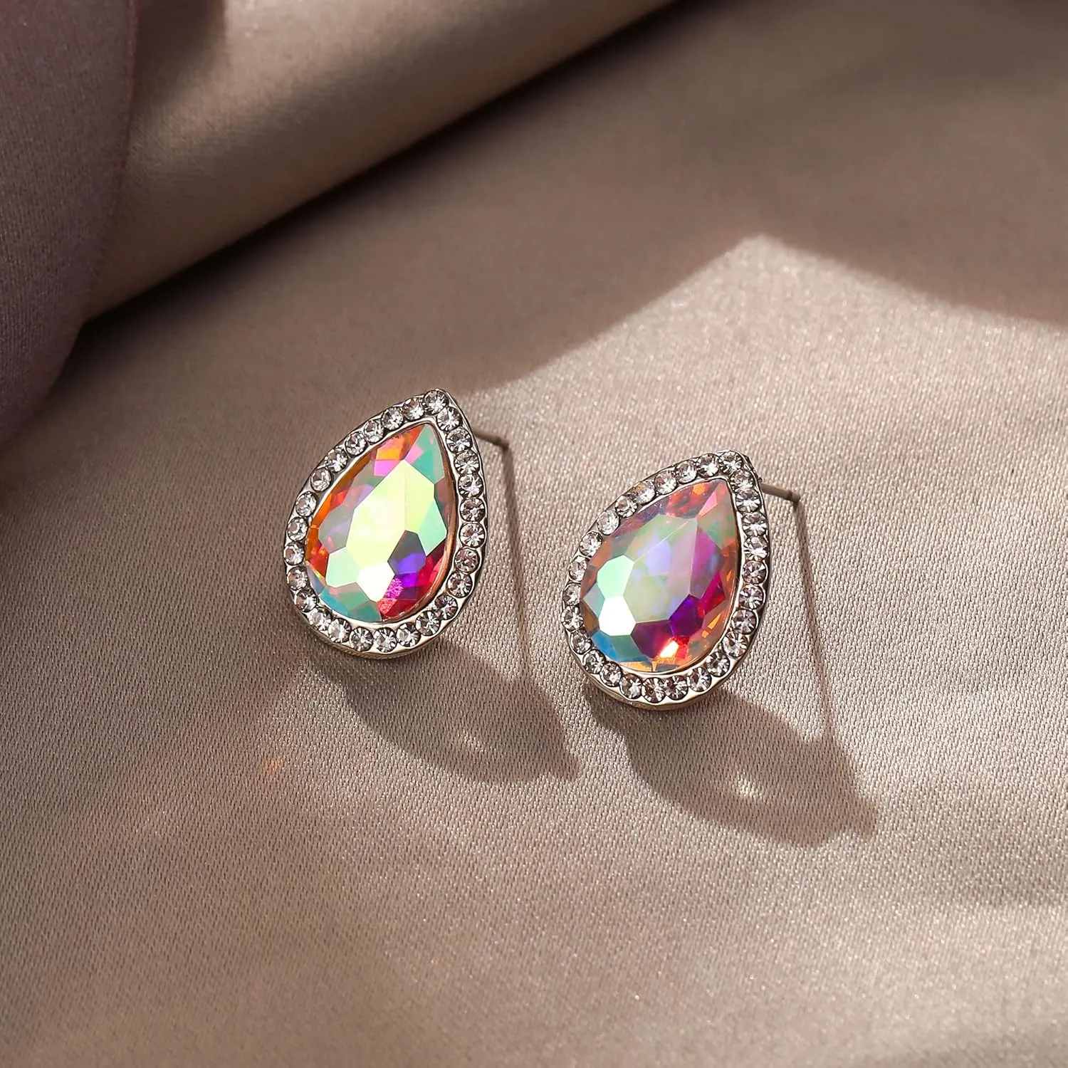 EVER FAITH Women's Austrian Crystal Wedding Teardrop Stud Earrings