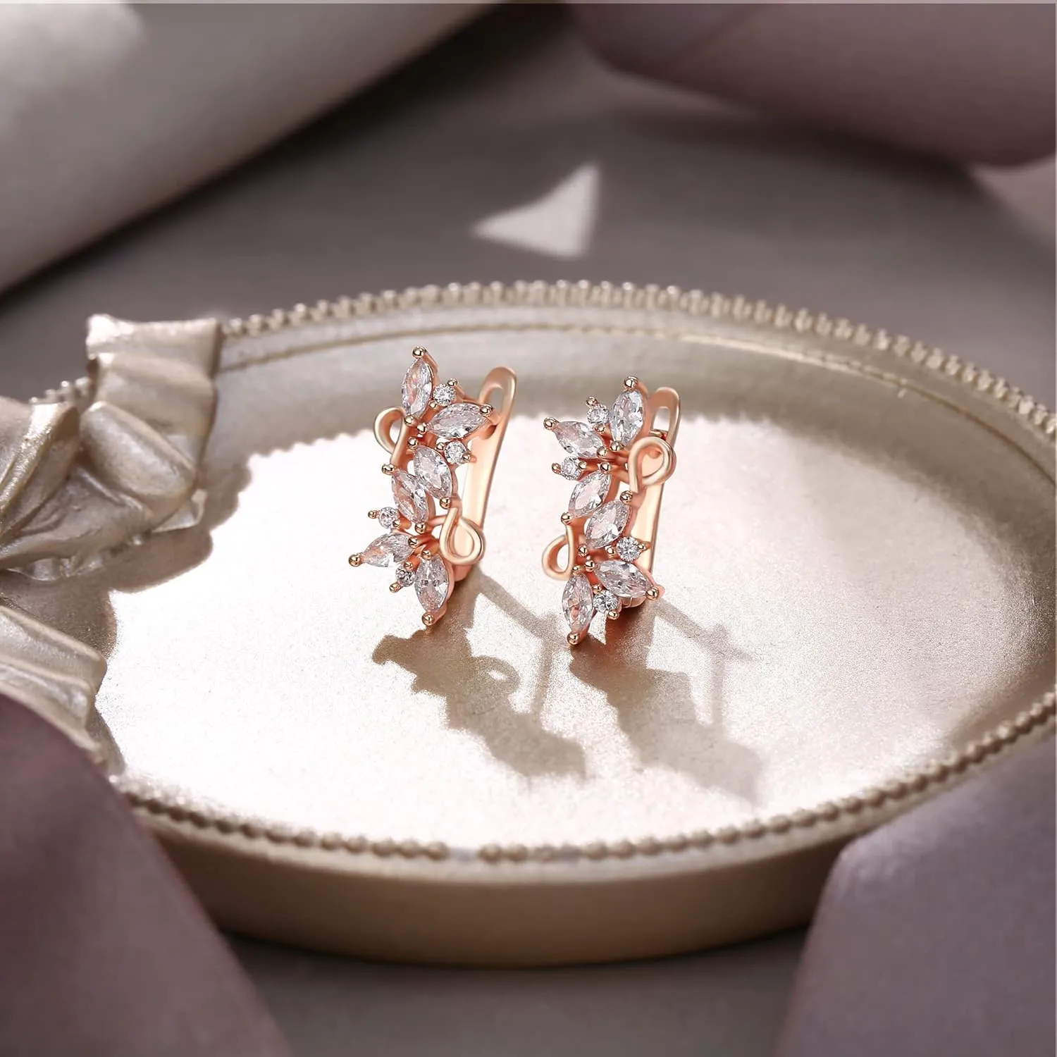 EVER FAITH Women's Gorgeous Zircon Wedding Party Teardrop Hoop Stud Earrings
