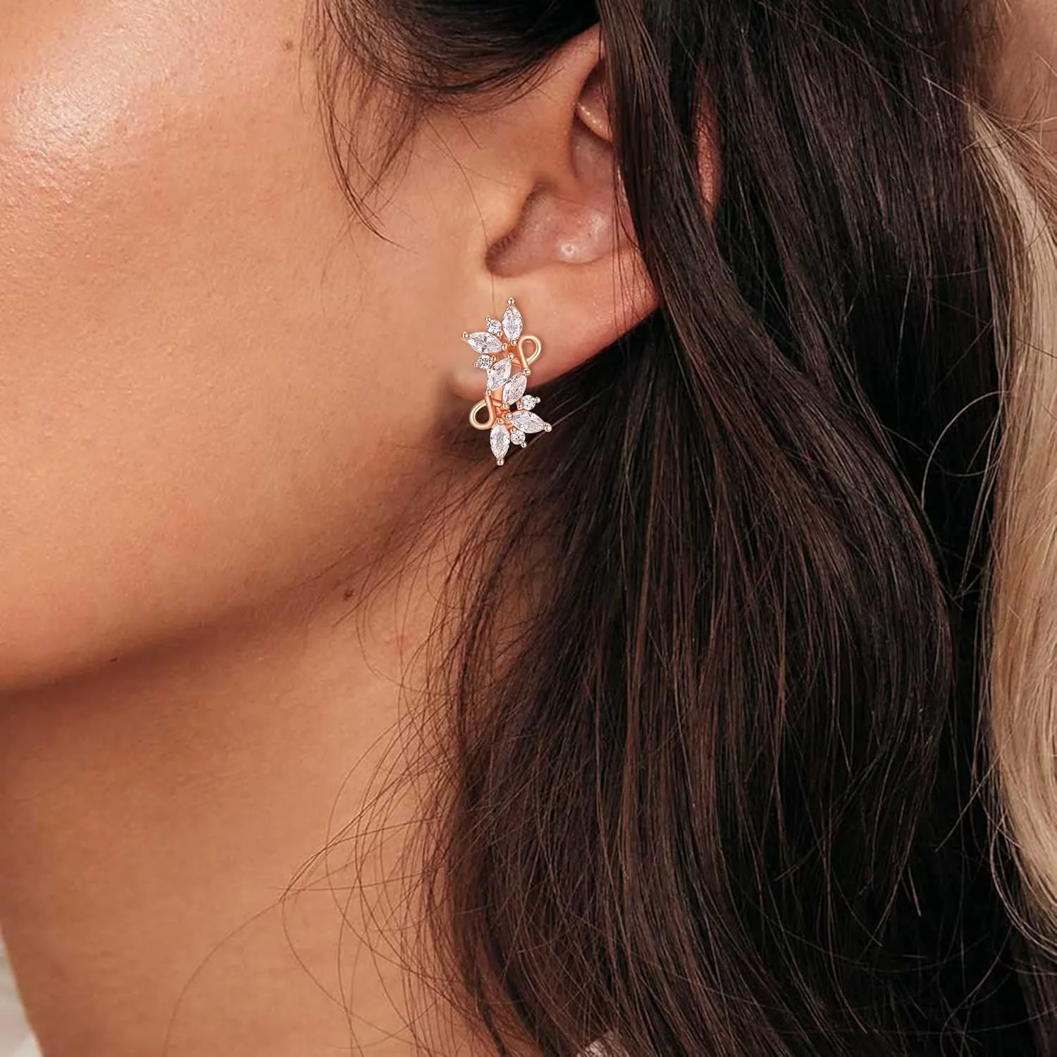 EVER FAITH Women's Gorgeous Zircon Wedding Party Teardrop Hoop Stud Earrings