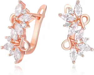 EVER FAITH Women's Gorgeous Zircon Wedding Party Teardrop Hoop Stud Earrings