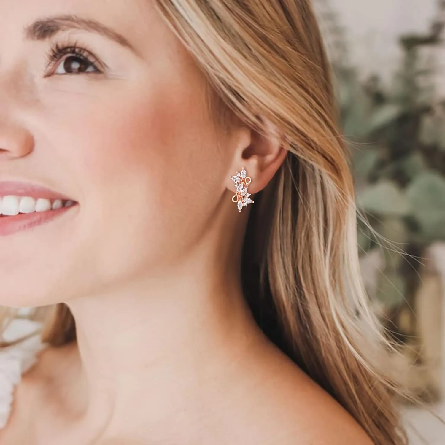 EVER FAITH Women's Gorgeous Zircon Wedding Party Teardrop Hoop Stud Earrings