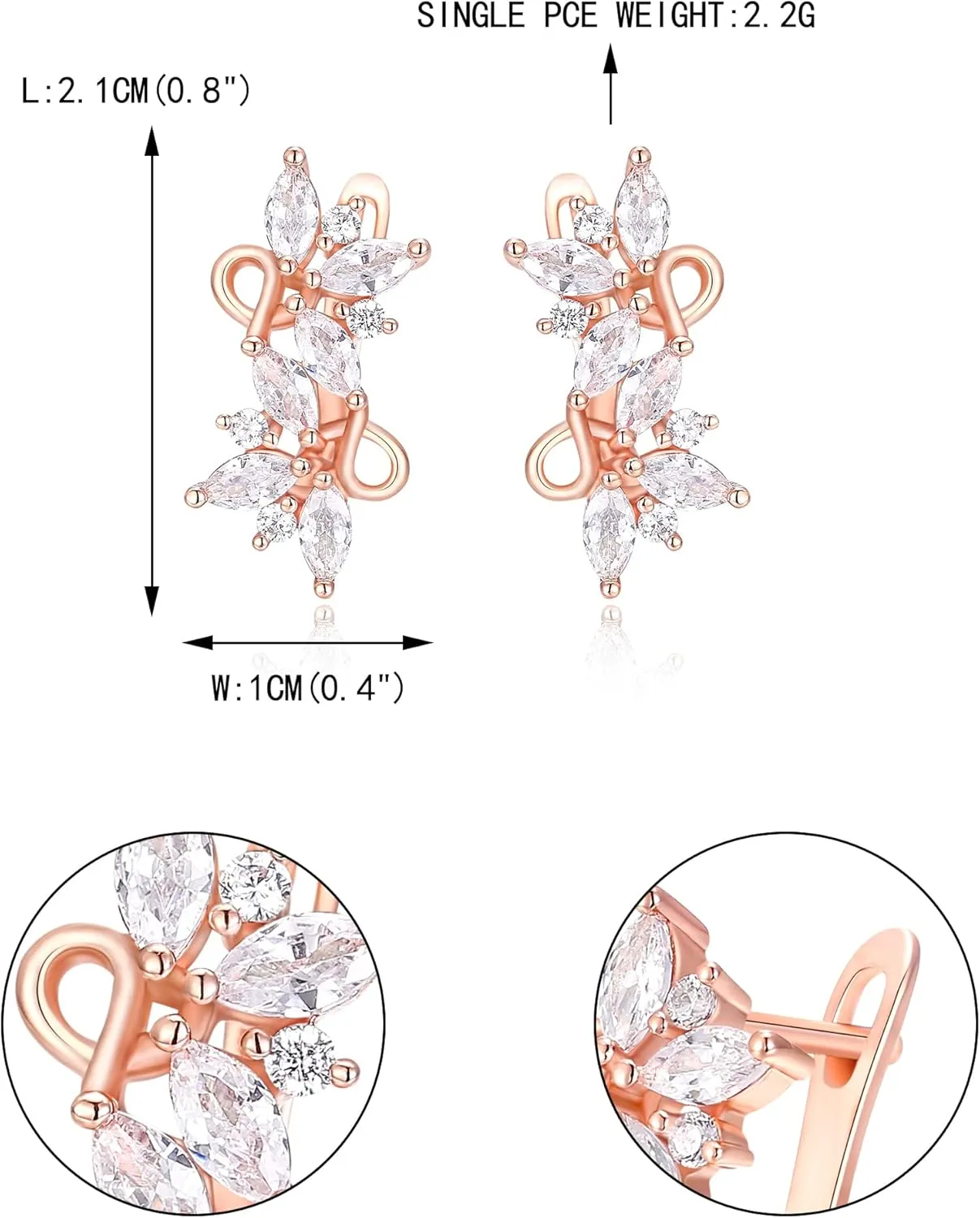 EVER FAITH Women's Gorgeous Zircon Wedding Party Teardrop Hoop Stud Earrings