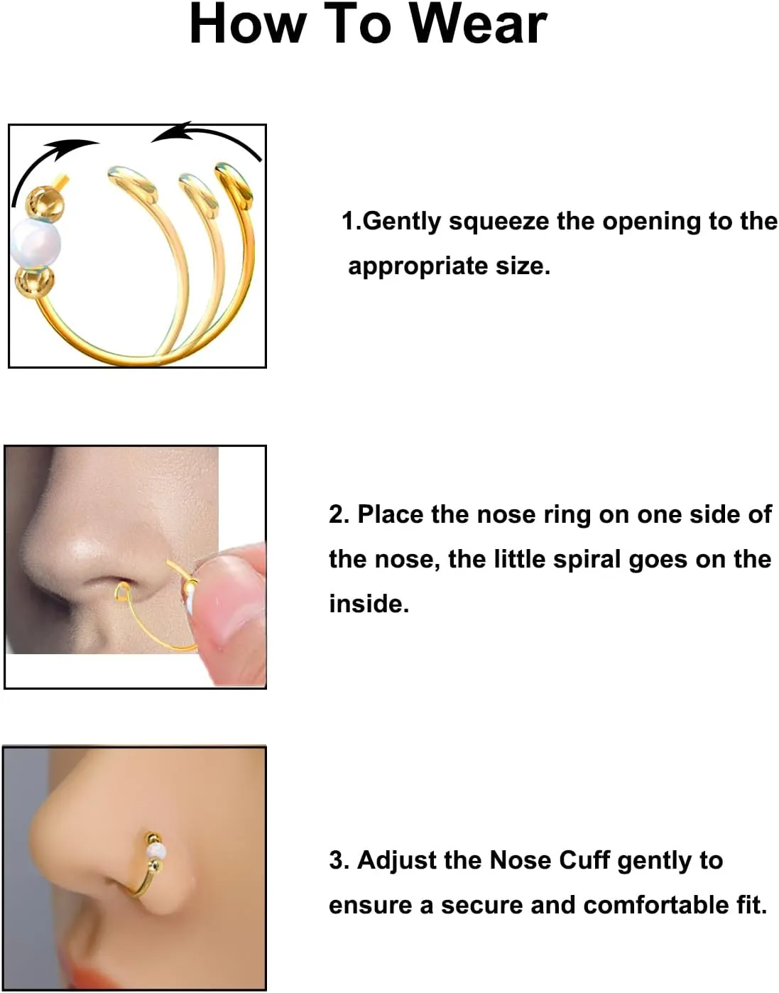 Fake Nose Ring Hoops Opal Fake Septum Nose Piercing Jewelry 20G Clip On Surgical Steel Faux Nose Rings for Women Men Non Pierce Lip Ear Cartilage Helix Rings No Piercing Body Jewelry