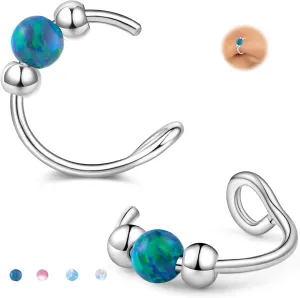 Fake Nose Ring Hoops Opal Fake Septum Nose Piercing Jewelry 20G Clip On Surgical Steel Faux Nose Rings for Women Men Non Pierce Lip Ear Cartilage Helix Rings No Piercing Body Jewelry
