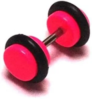Fake Piercing Plug Tunnel Ear Studs Unisex Plastic Pink Disk Jewelry Gummiring 07 mm