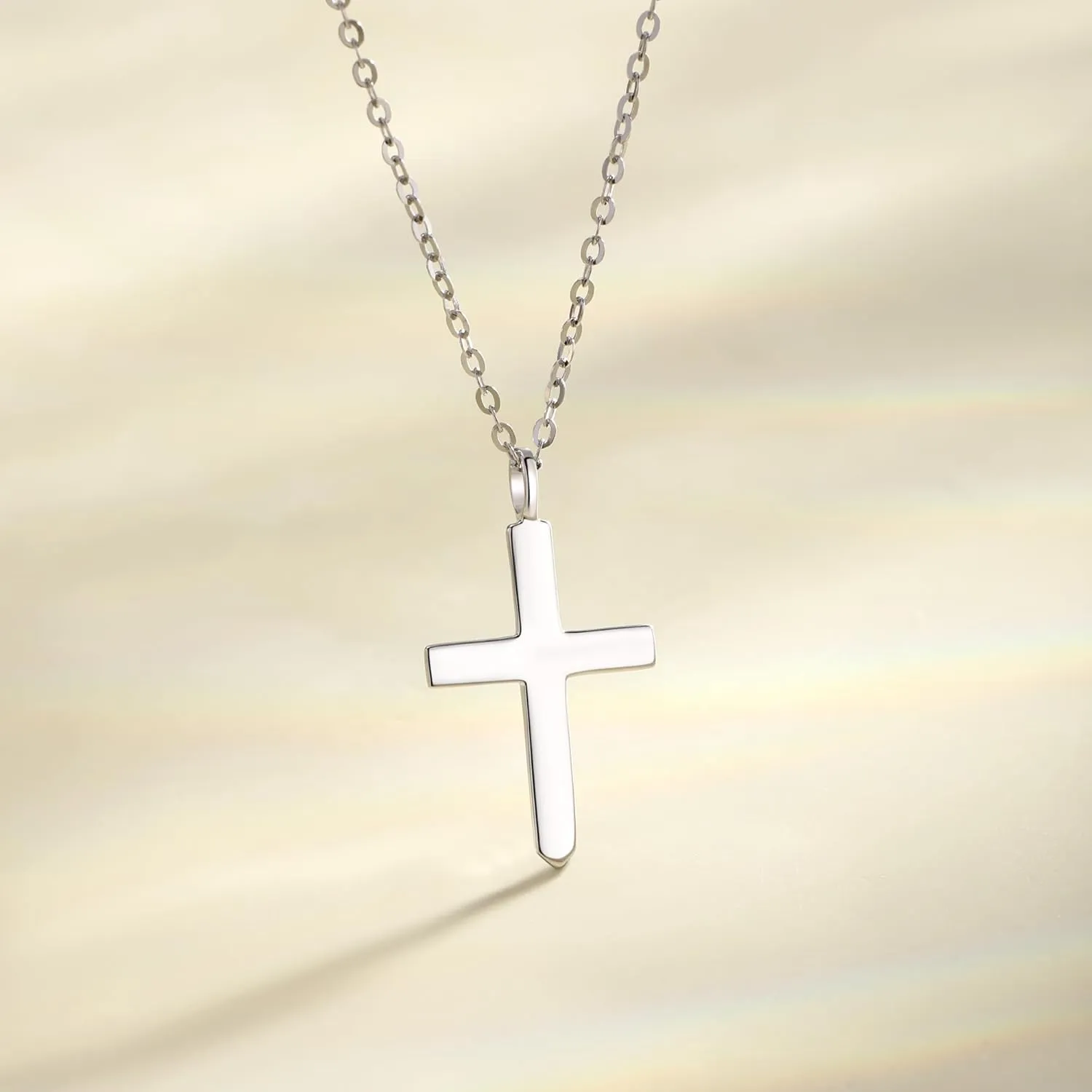 FANCIME 14k Solid Real Gold Plain Small Mini Simple Crucifix Dainty Delicate Cross Pendant Necklace Everyday Wear Fine Jewelry Anniversary Christmas Holiday Gifts for Women, 16" 2" Extender