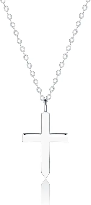 FANCIME 14k Solid Real Gold Plain Small Mini Simple Crucifix Dainty Delicate Cross Pendant Necklace Everyday Wear Fine Jewelry Anniversary Christmas Holiday Gifts for Women, 16" 2" Extender
