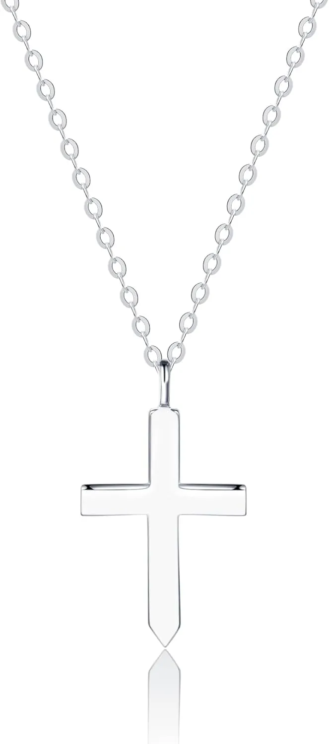 FANCIME 14k Solid Real Gold Plain Small Mini Simple Crucifix Dainty Delicate Cross Pendant Necklace Everyday Wear Fine Jewelry Anniversary Christmas Holiday Gifts for Women, 16" 2" Extender