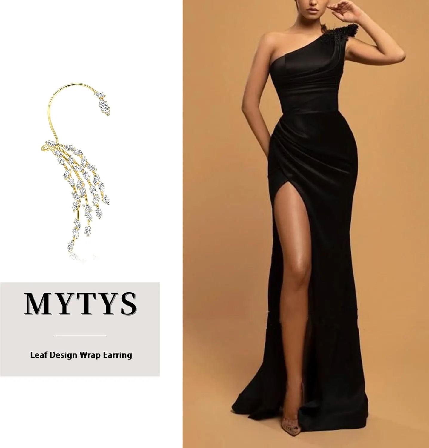 Fashion CZ Earrings for Women Unique Leaf Design Wrap Earring Charm Ear Cuff with Cubic Zirconia for Christmas Day Gift