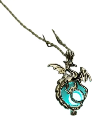 Fashion Dragon Glowing Stone Necklace Women Man Glow in The Dark Pendant Necklace Movies TV Luminous Decoration Jewellery, Blue Green_2