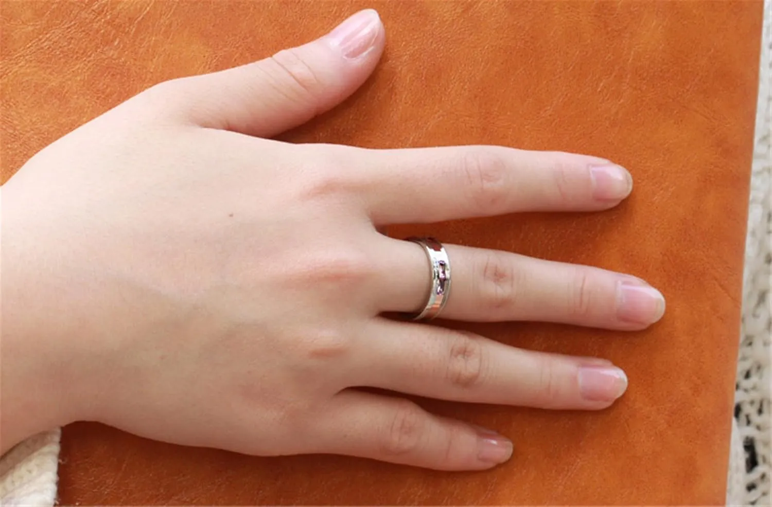 Fashion Month Men Womens Stainless Steel Engrave Only Love Couples Ring Engagement Promise Silver Band Crystal Inlay
