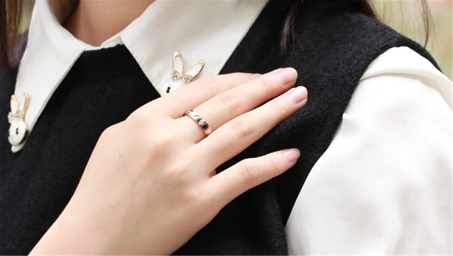 Fashion Month Mens Womens Black Rose Gold Stainless Steel Engrave True Love Couples Ring Wedding Silver Band CZ Inlay
