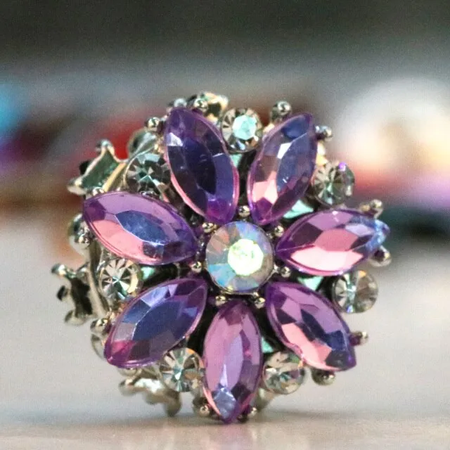 Fashion Rhinestones Flower Magnetic Hijab Scarf Magnet Pin