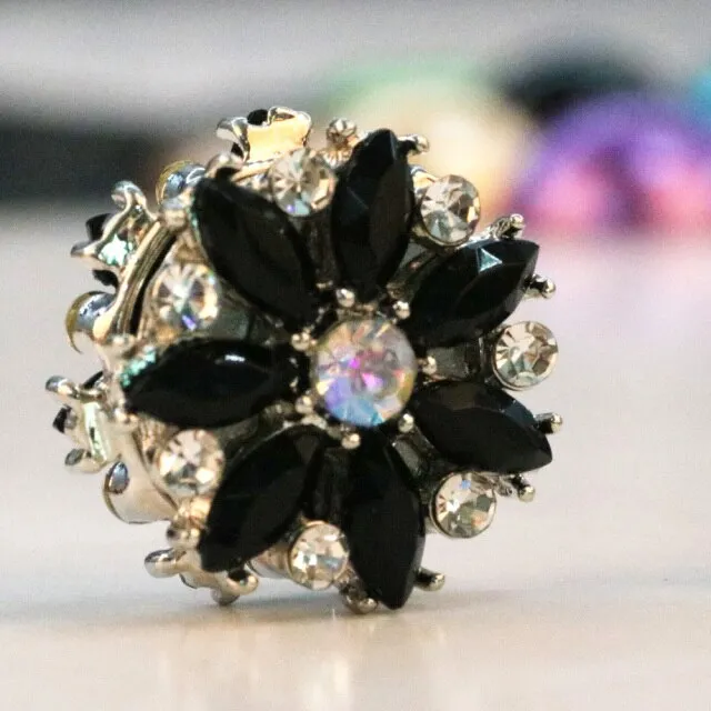 Fashion Rhinestones Flower Magnetic Hijab Scarf Magnet Pin