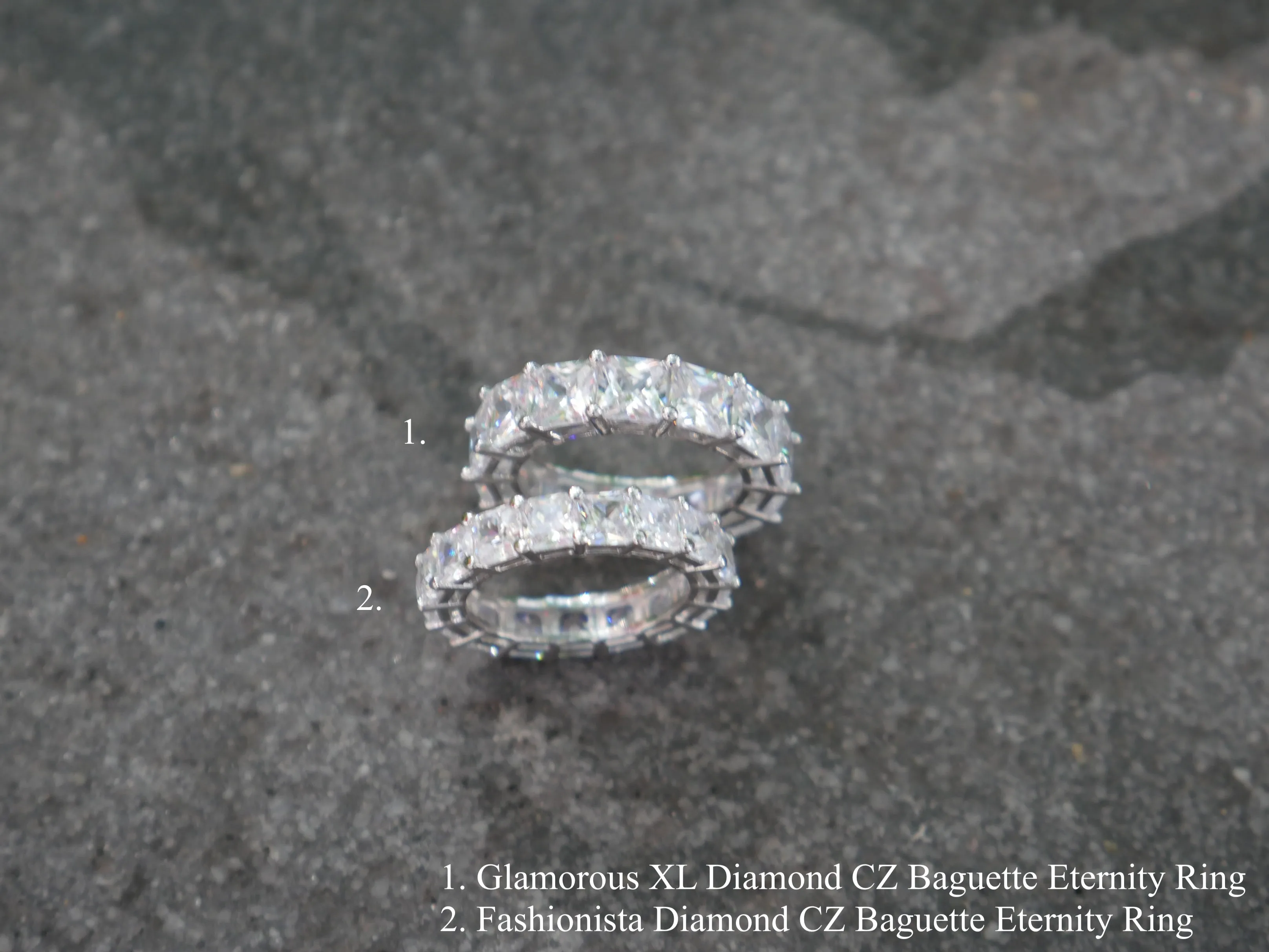 Fashionista Eternity Ring Baguette Zircon 925 Sterling Silver Wedding and Engagement Ring Bands