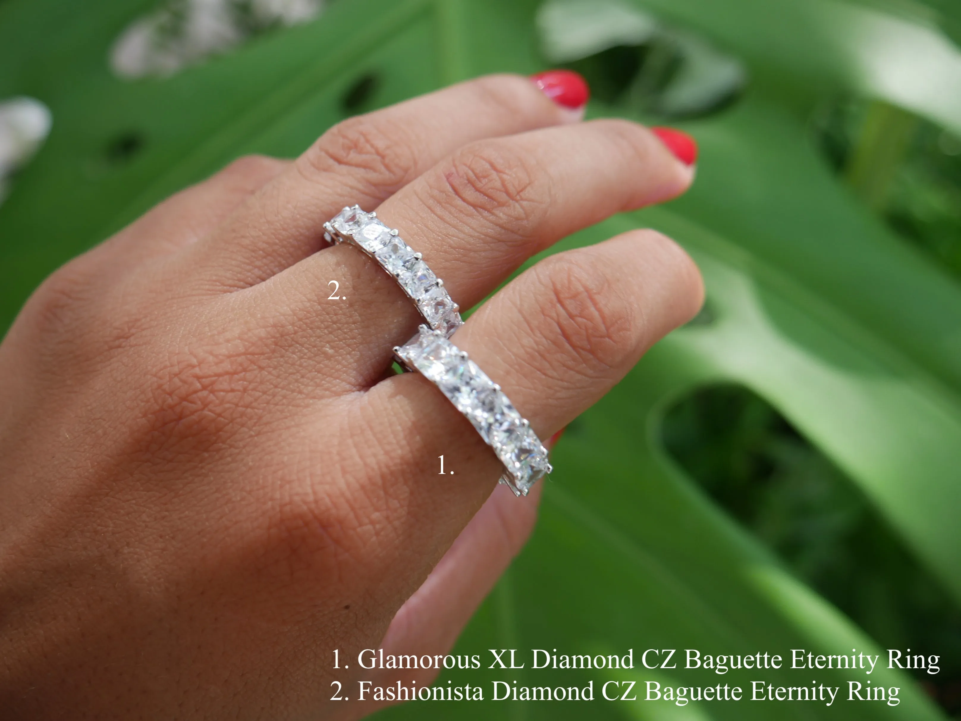 Fashionista Eternity Ring Baguette Zircon 925 Sterling Silver Wedding and Engagement Ring Bands