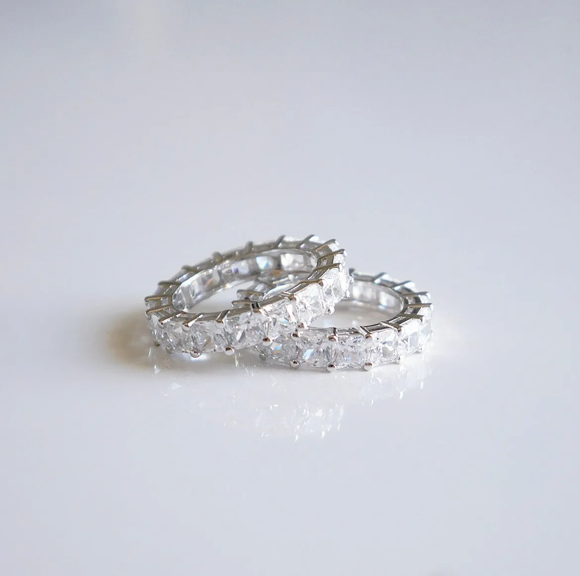 Fashionista Eternity Ring Baguette Zircon 925 Sterling Silver Wedding and Engagement Ring Bands