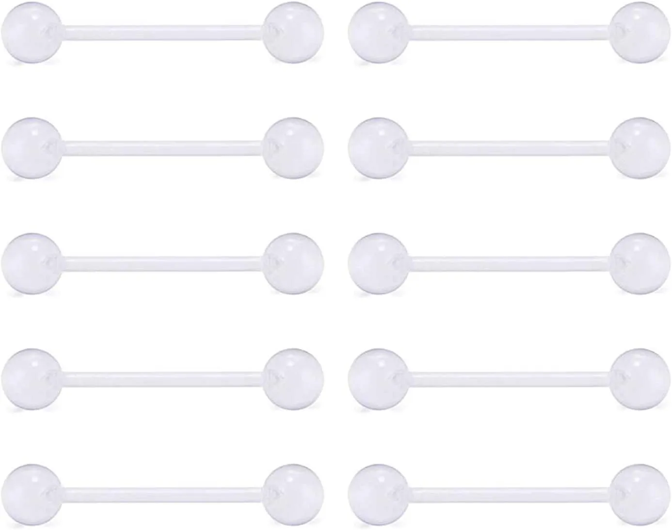 FECTAS 14G Plastic Nipple Rings for Surgery Plastic Tongue Rings Bioflex Flexible Acrylic Piercing Retainer 5 Pairs 16mm