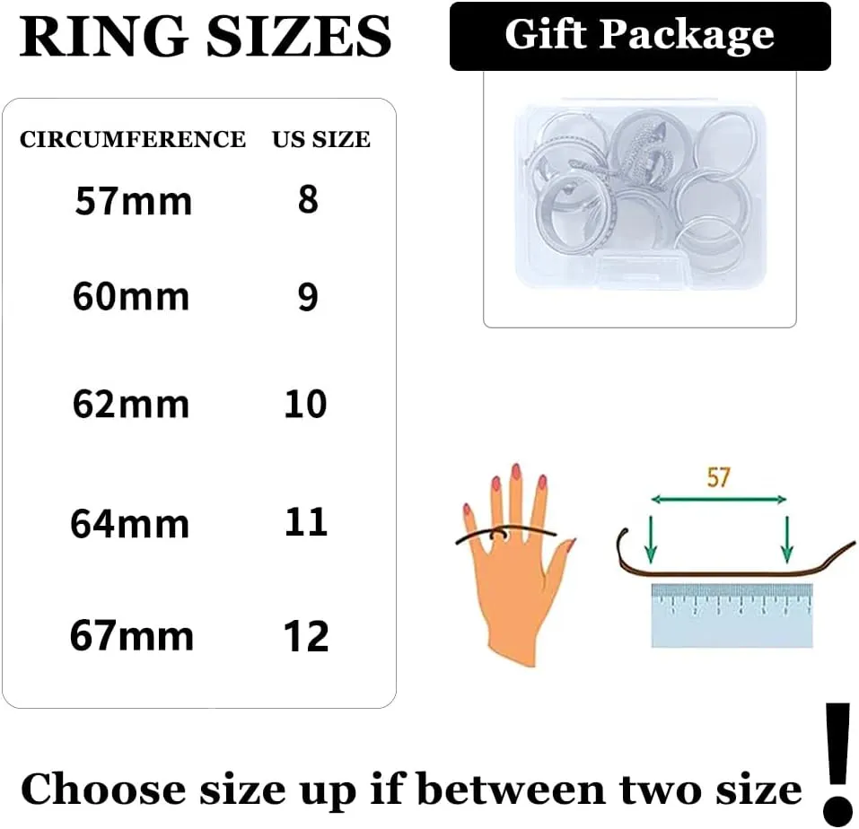 Fidget Rings for Anxiety 6pcs Stainless Steel Rings for Men Fidget Ring Black Anxiety Spinner Ring Set for Women Men