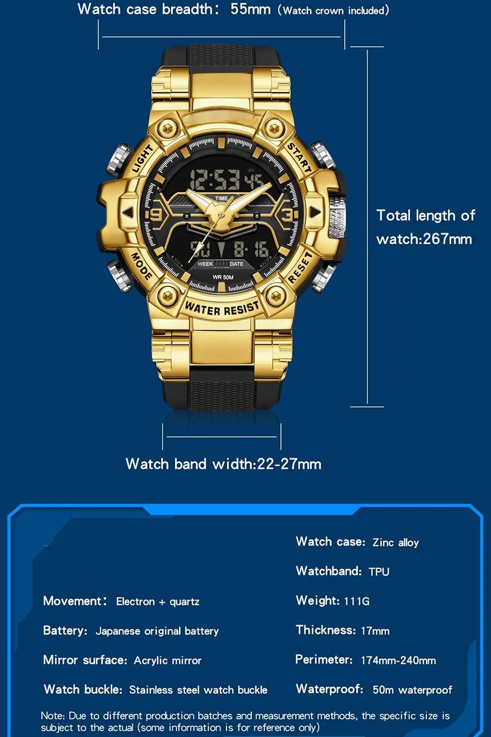 findtime Cool Designer Mens Watches Blue Large Face Mascul Relojes para Hombres Unique Electronics Sports Military Bolder Running Heavy Duty Watch