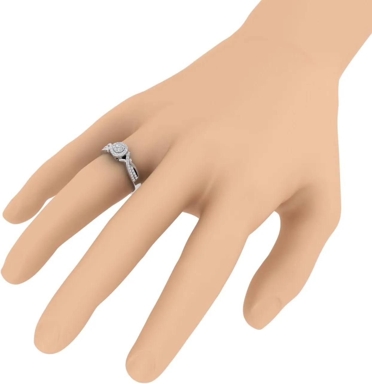 FINEROCK 1/4 Carat Round Diamond Engagement Ring in 10K Gold