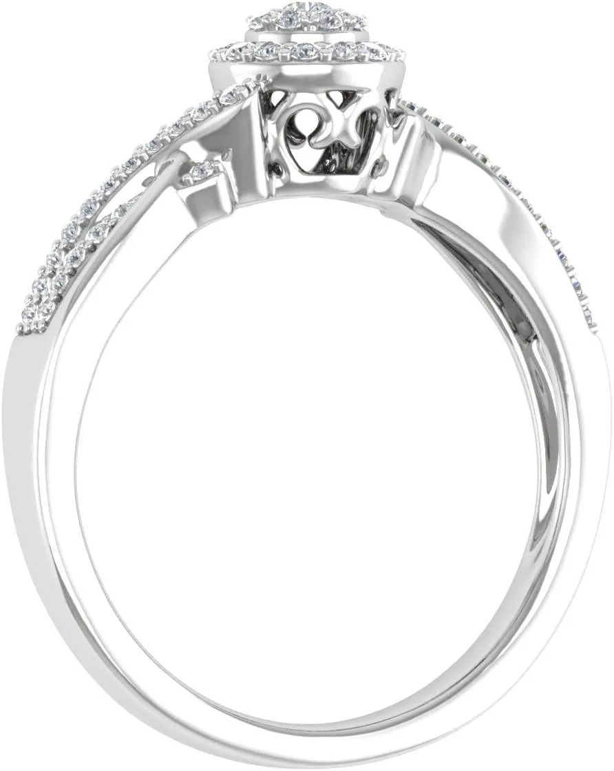 FINEROCK 1/4 Carat Round Diamond Engagement Ring in 10K Gold